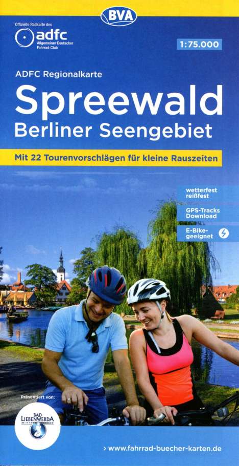 ADFC-Regionalkarte Spreewald Berliner Seengebiet, 1:75.000, mit Tagestourenvorschlägen, reiß- und wetterfest, E-Bike-geeignet, GPS-Tracks Download, Karten