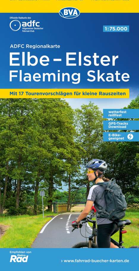 ADFC-Regionalkarte Elbe-Elster-Flaeming Skate, 1:75.000, reiß- und wetterfest, mit kostenlosem GPS-Download der Touren via BVA-website oder Karten-App, Karten