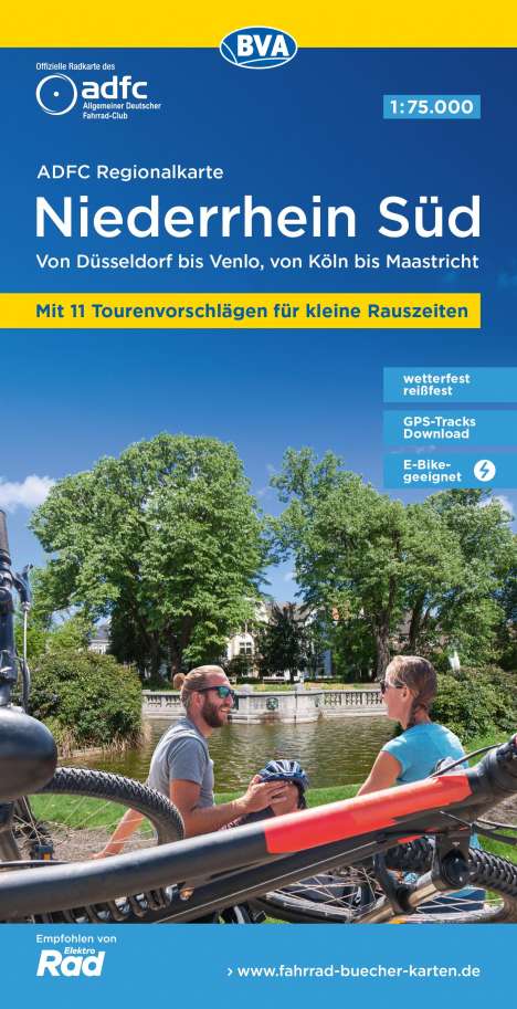 ADFC-Regionalkarte Niederrhein Süd 1:75.000, mit Tagestourenvorschlägen, reiß- und wetterfest, E-Bike-geeignet, mit Knotenpunkten, GPS-Tracks-Download, Karten