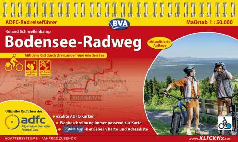 Roland Schmellenkamp: ADFC-Radreiseführer Bodensee-Radweg 1:50.000 praktische Spiralbindung, reiß- und wetterfest, GPS-Tracks Download, Karten