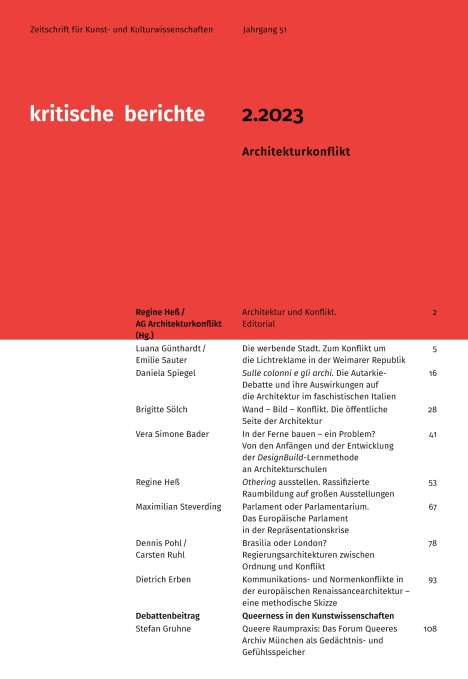 Kritische Berichte : Zeitschrift für Kunst- und Kulturwissenschaften / Jahrgang 51, Heft 2.2023, Buch