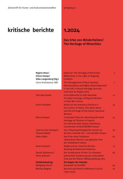 Kritische Berichte : Zeitschrift für Kunst- und Kulturwissenschaften / Jahrgang 52, Heft 1.2024, Buch