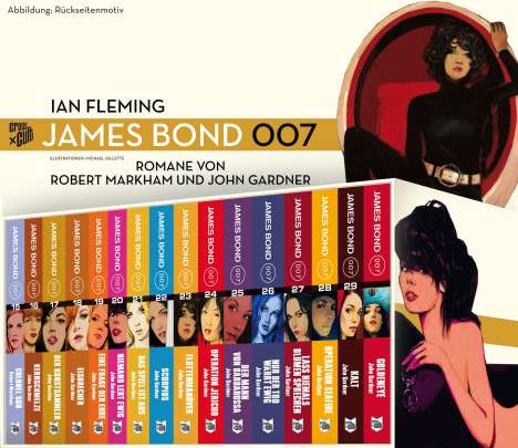 John Gardner (1917-2011): James Bond Gesamtbox 2: Schuber gefüllt mit den Bänden 15-29 plus dem Filmroman Goldeneye, 15 Bücher