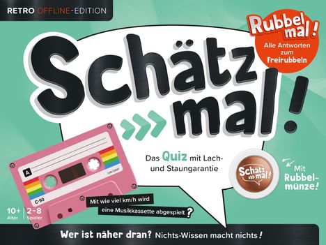Schätz mal! Retro Offline-Edition. Rubbel mal! Quiz mit Lachgarantie. Mit Rubbelmünze! Kassettenillustration, 10+ Alter.