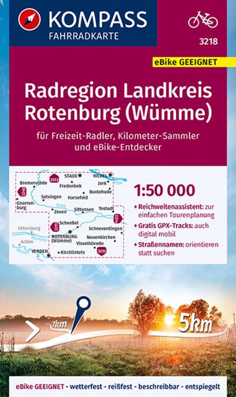 KOMPASS Fahrradkarte 3218 Radregion Landkreis Rotenburg (Wümme) 1:50.000, Karten