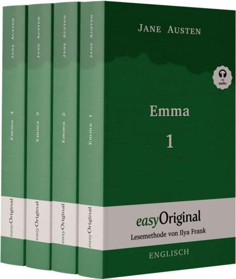 Jane Austen: Emma - Teile 1-4 (Buch + Audio-Online) - Lesemethode von Ilya Frank - Zweisprachige Ausgabe Englisch-Deutsch, 4 Bücher