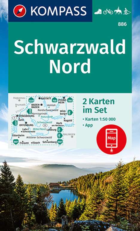 KOMPASS Wanderkarten-Set 886 Schwarzwald Nord (2 Karten) 1:5, Karten