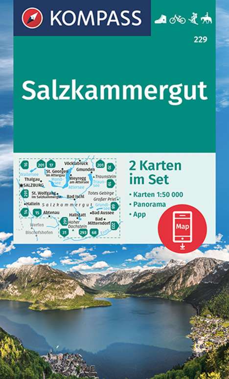 KOMPASS Wanderkarten-Set 229 Salzkammergut (2 Karten) 1:50.000, Karten
