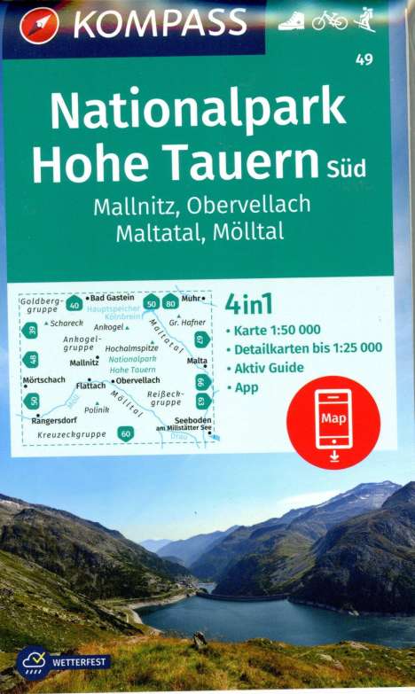 KOMPASS Wanderkarte 49 Nationalpark Hohe Tauern Süd, Mallnitz, Obervellach, Maltatal, Mölltal 1:50.000, Karten