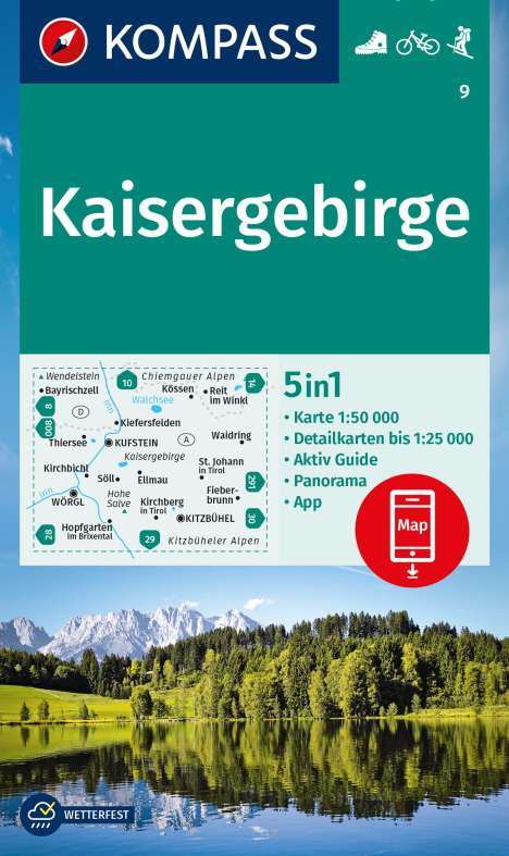 KOMPASS Wanderkarte 9 Kaisergebirge 1:50.000, Karten