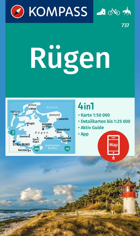 KOMPASS Wanderkarte 737 Rügen 1:50.000, Karten