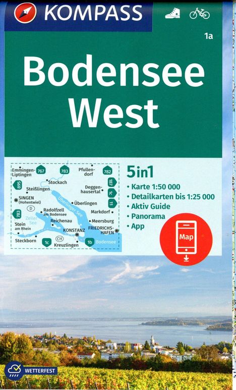 KOMPASS Wanderkarte 1a Bodensee West 1:50.000, Karten