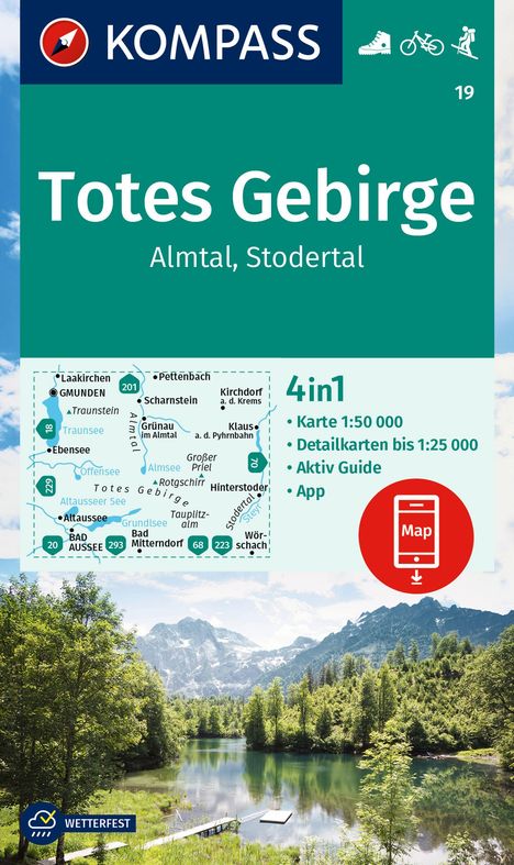 KOMPASS Wanderkarte 19 Totes Gebirge, Almtal, Stodertal 1:50.000, Karten