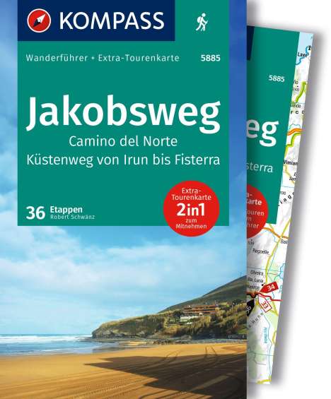 Rorbert Schwänz: KOMPASS Wanderführer Jakobsweg Camino del Norte, 36 Etappen mit Extra-Tourenkarte, Buch