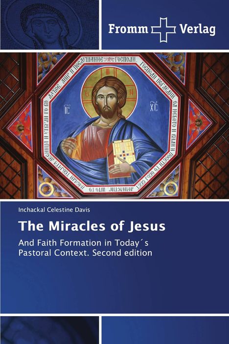 „The Miracles of Jesus“, Buchcover mit Ikone von Jesus in der Mitte, umgeben von traditionellem Muster.
