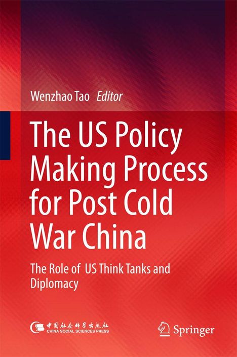 Titel: "The US Policy Making Process for Post Cold War China". Roter Hintergrund mit zwei Logos unten.