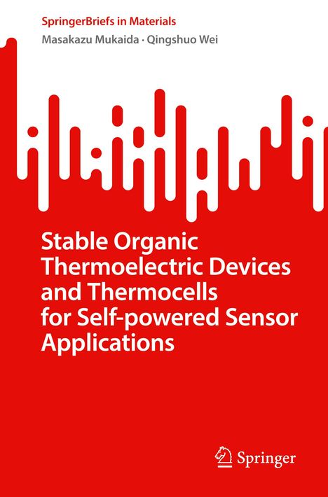 „Stable Organic Thermoelectric Devices.“ Oben fließendes, rotes abstraktes Design. Unten rechts Springer-Logo.