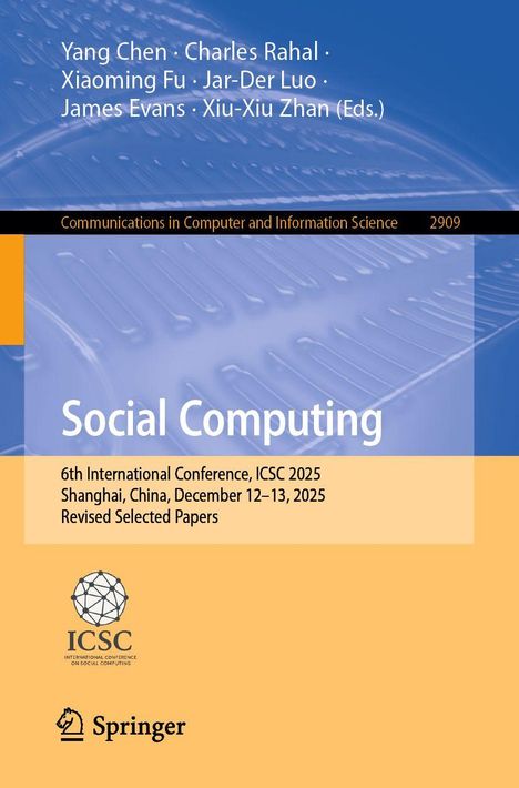 "Social Computing" auf blauem Hintergrund, Text zur Konferenz ICSC 2025 in Shanghai. Zwei Logos unten.