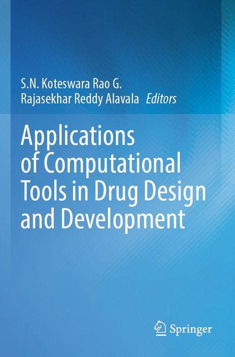 Buchtitel: "Applications of Computational Tools in Drug Design and Development". Blaue Farbverläufe, Springer-Logo unten.