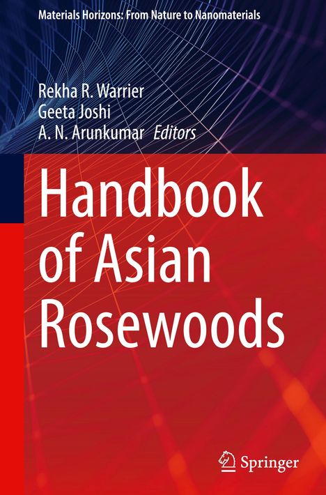 Titel: "Handbook of Asian Rosewoods". Oben filigrane Linien in blau-rotem Muster. Unten das Springer-Logo.
