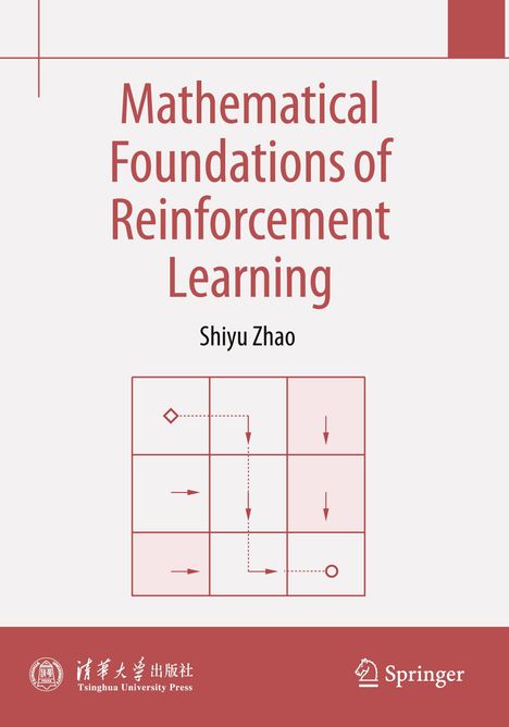 "Mathematical Foundations of Reinforcement Learning" von Shiyu Zhao. Schachbrettmuster mit Pfeilen und Linien.