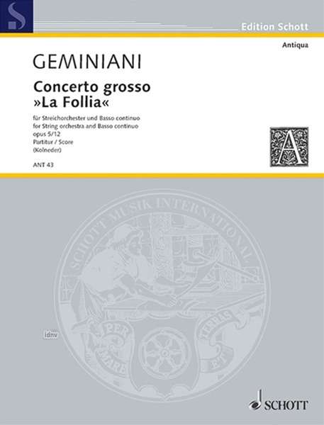 Francesco Geminiani: Concerto grosso, Noten