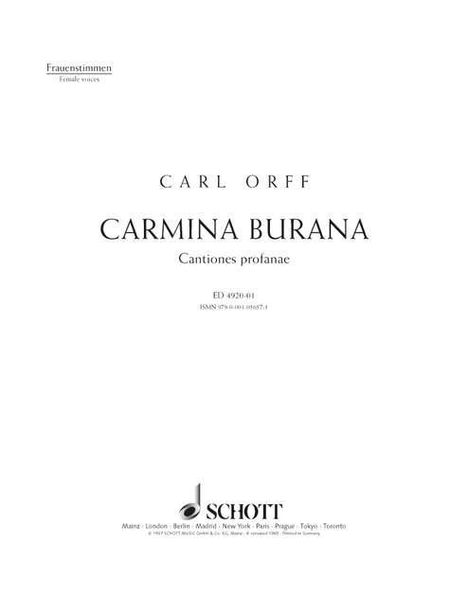 Carmina Burana, Einzelstimme Sopran/Alt, Noten