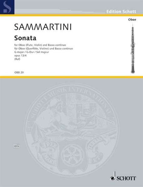 Giovanni Battista Sammartini: Sammartini, Giovanni:Son. G-Dur op. 13/4 /E /O, Noten