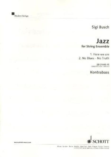 Jazz for String Ensemble, Kontrabass, Noten