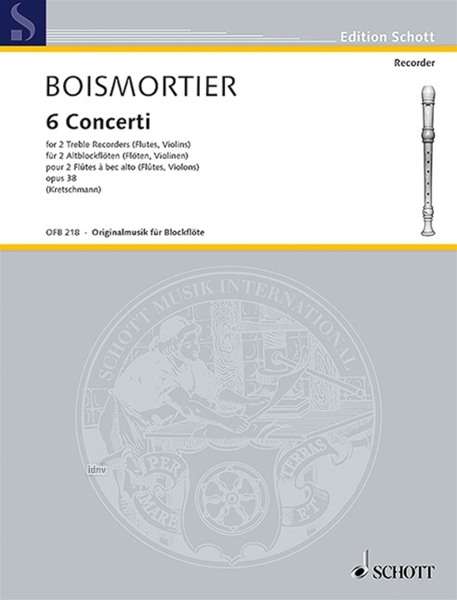 Joseph Bodin de Boismortier: 6 Concerti op. 38, Noten