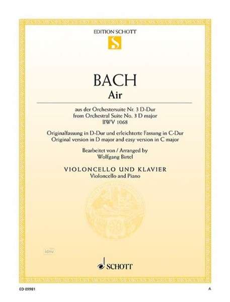 Johann Sebastian Bach: Air BWV 1068, Noten