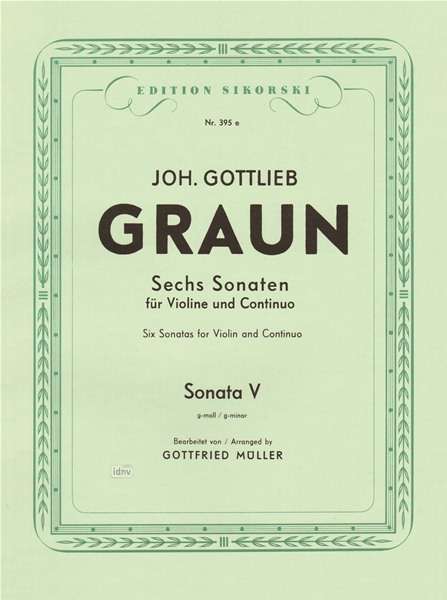 Johann Gottlieb Graun: 6 Sonaten für Violine und Cont, Noten