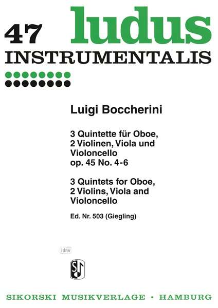 Luigi Boccherini: 3 Quintette op. 45/4-6, Noten