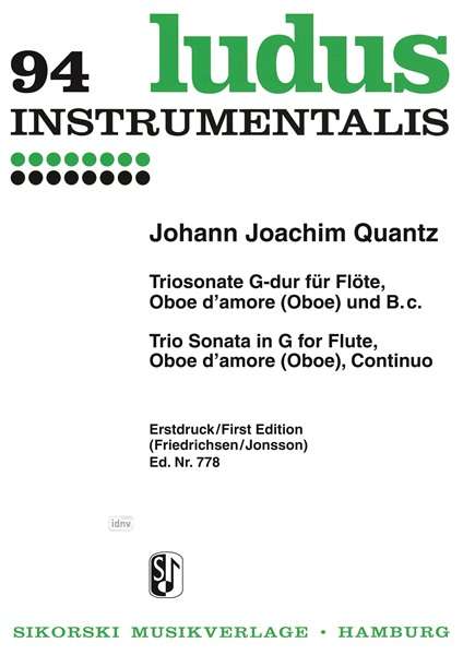 Johann Joachim Quantz: Triosonate G-Dur, Noten
