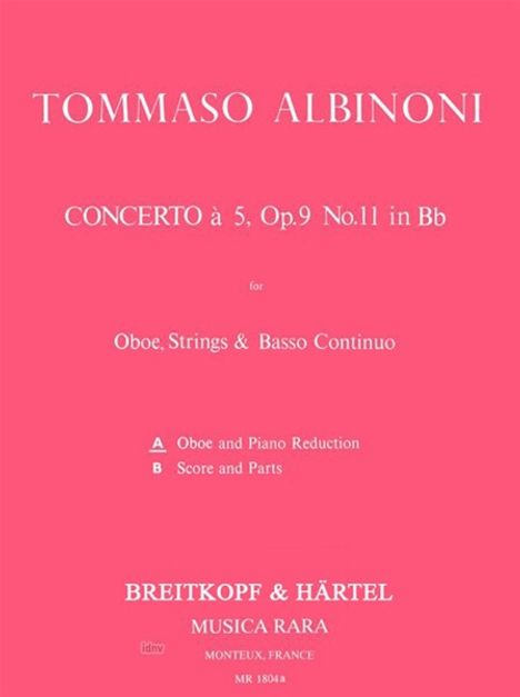 Tomaso Albinoni: Concerto a 5 in B op. 9/11, Noten