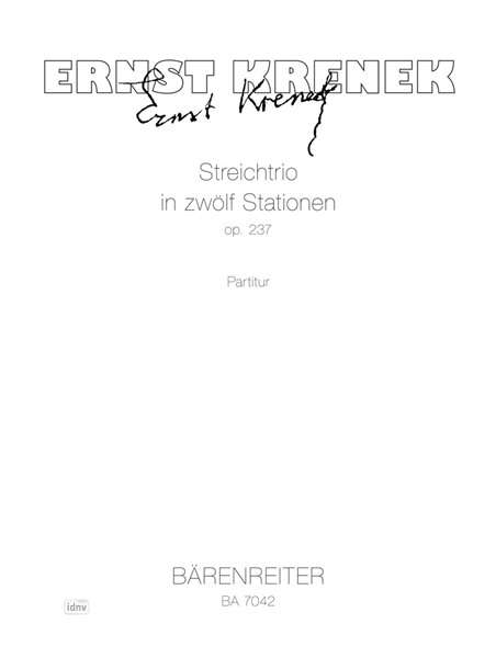 Ernst Krenek: Streichtrio in zwölf Stationen, Noten