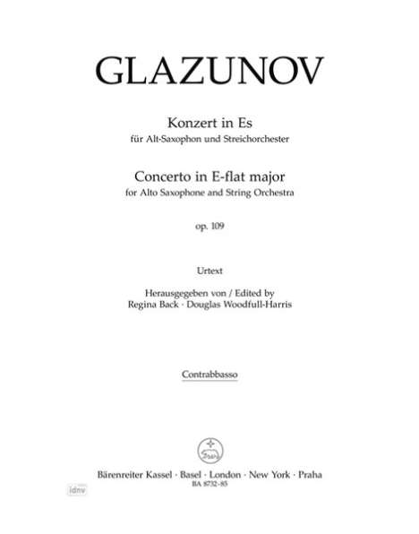 Alexander Glasunow: Konzert für Alt-Saxophon und S, Noten