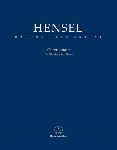 HENSEL, BÄRENREITER URTEXT, Ostersonate für Klavier, blauer Hintergrund, Bärenreiter-Logo unten.