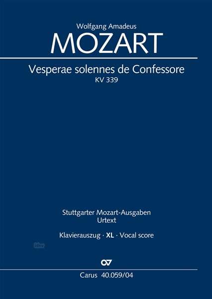 Mozart, W: Vesperae solennes de Confessore (Klavierauszug XL, Buch