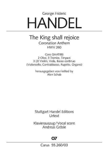Georg Friedrich Händel (1685-1759): The King shall rejoice. Coronation Anthem III (Klavierauszug), Buch
