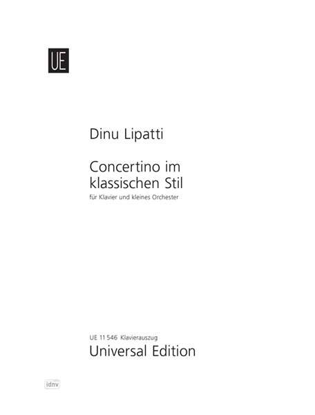 Dinu Lipatti: Concertino im klassischen Stil für 2 Klaviere zu 4 Händen op. 3 (1936), Noten