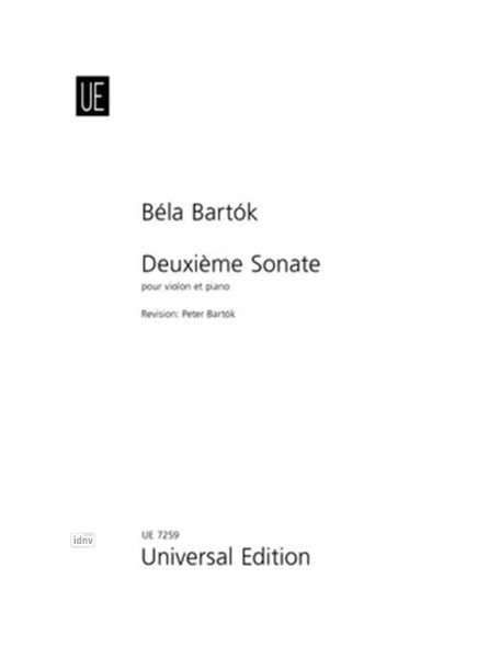 Bela Bartok: Sonate Nr. 2 für Violine und Klavier op. 76 (1922), Noten
