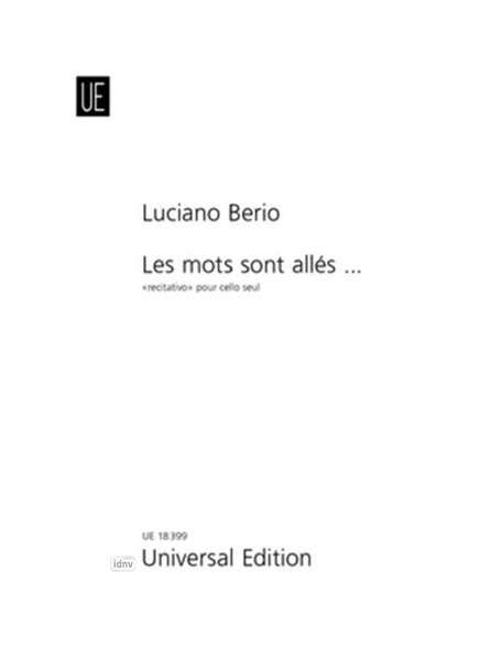 Luciano Berio: Les mots sont allés... für Violoncello (1978), Noten