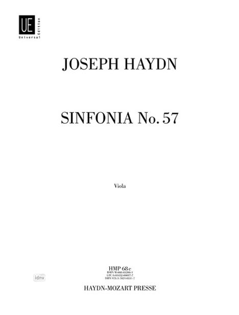 Joseph Haydn: Sinfonia Nr. 57 für Orchester D-Dur Hob. I:57 (1774), Noten