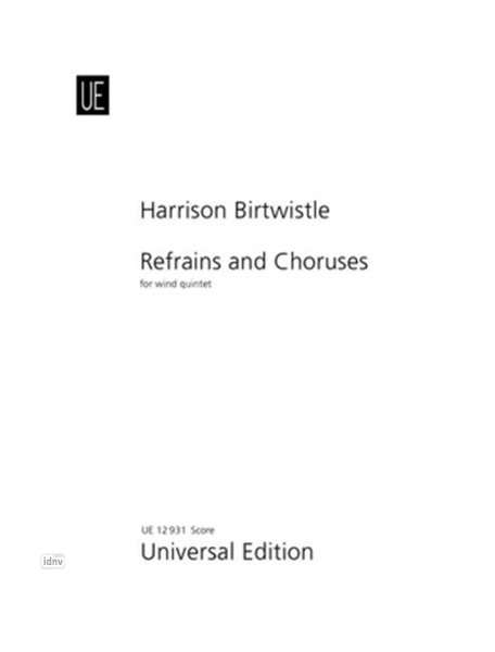Harrison Birtwistle: Refrains and Choruses für Flöte,Oboe,Klarinette,Horn und Fagott (1957), Noten