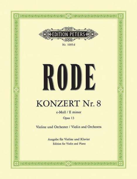 Violin Concerto No. 8 in E Minor Op. 13 (Edition for Violin and Piano), Buch