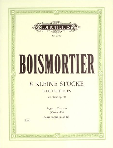 Joseph Bodin de Boismortier: Boismortier, Joseph :8 kleine Stücke /FG (VC),, Noten