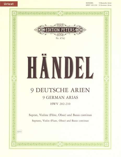 Georg Friedrich Händel (1685-1759): 9 Deutsche Arien HWV 202-210 / URTEXT, Buch