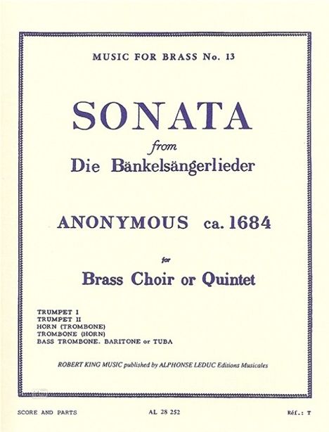 Anonym: Sonata (Bankelsangerlieder), Noten