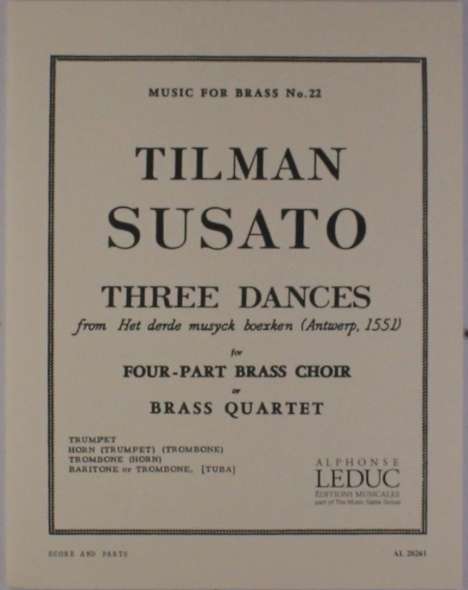 Tielman Susato: 3 Danses, Noten